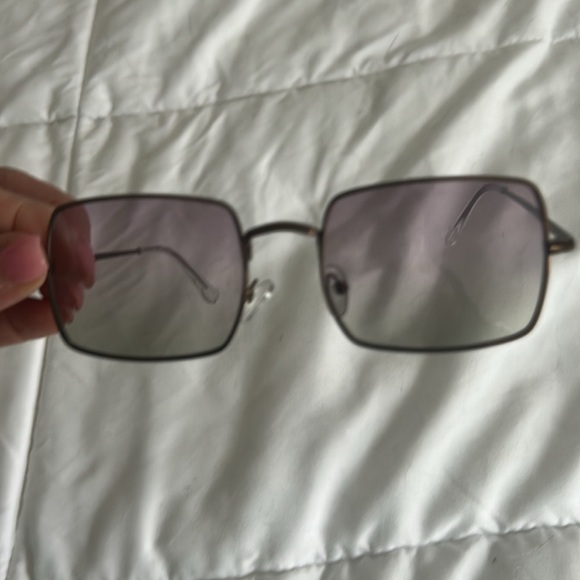 Free People Brown Sunglasses Minimalist Design rectangle lens - Picture 3 of 3